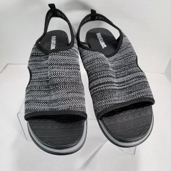 Muk Luks Womens Open Toe Gray Black‎ Slip-On Wedge Sandals Summer Casual Comfort - Picture 1 of 9